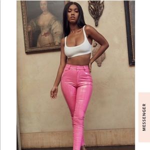 Pink Patent Vinyl Stretch Trousers